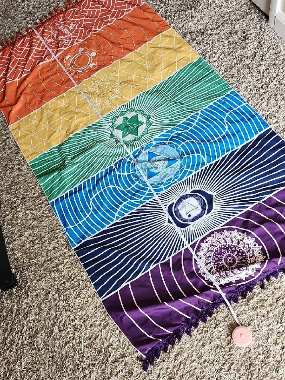 Boho Chakra Tapestry Wall Hanging - Multicolor